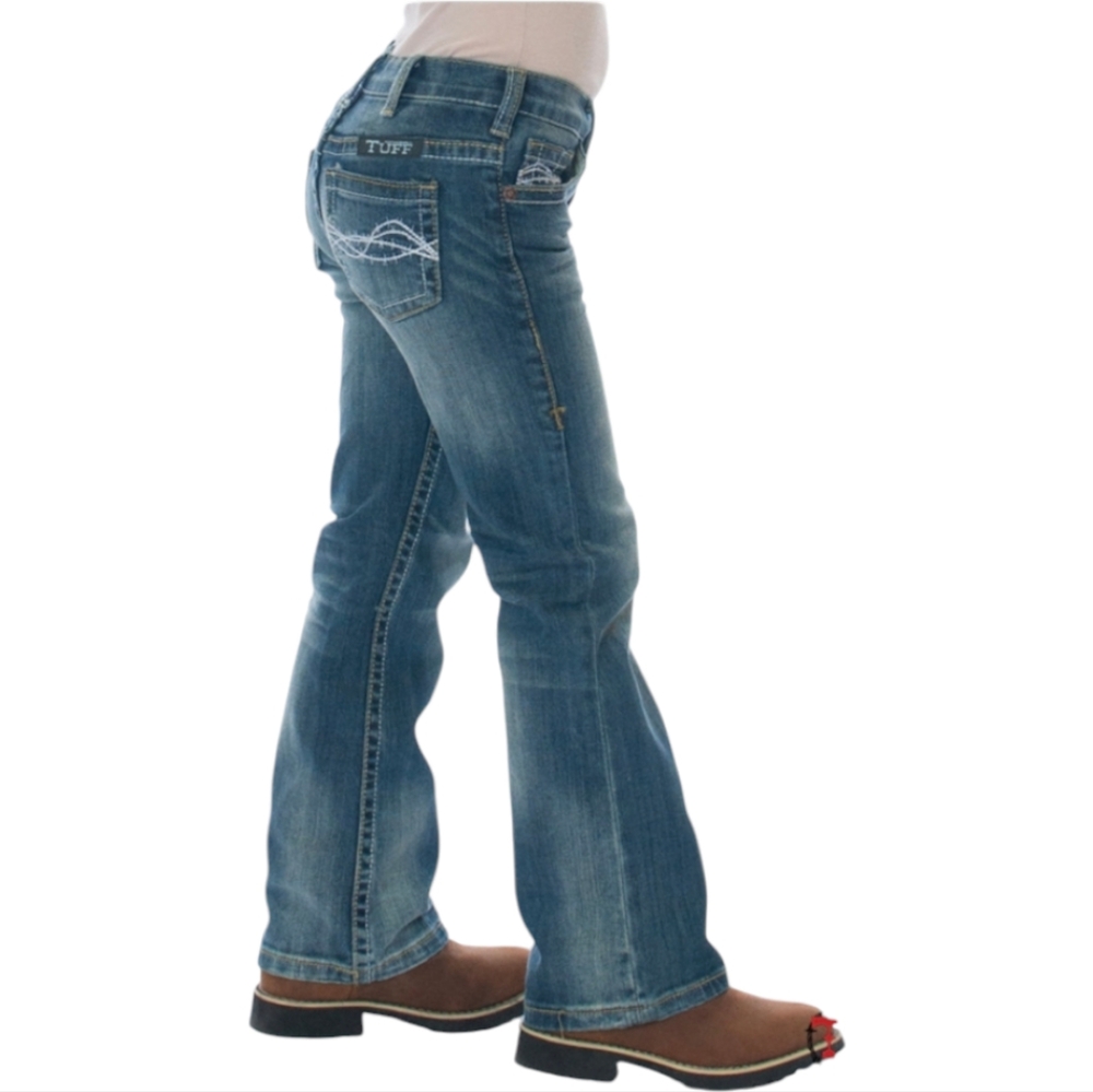 COWGIRL TUFF "Don't Fence Me In" bootcut girls jeans horseback riding sz 13 EUC